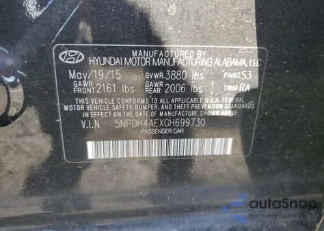 2016 Hyundai Elantra Se из США, поврежденный, VIN 5NPDH4AEXGH699730